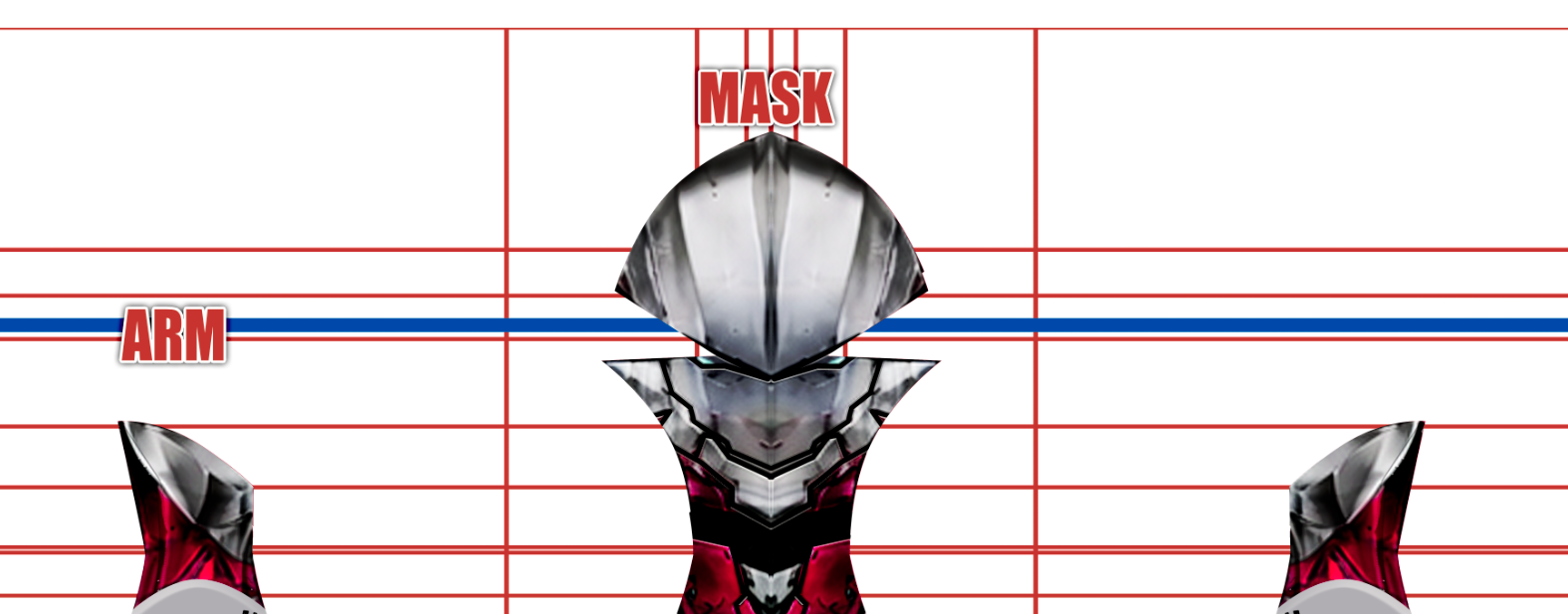 Armored Ultraman v1 6 Armored Ultraman cosplay costume pattern from the Netflix anime, red and silver metal armor with blue color-timer chest light, Ultraman mask head piece, custom dye sublimation design by 4NEO Designs