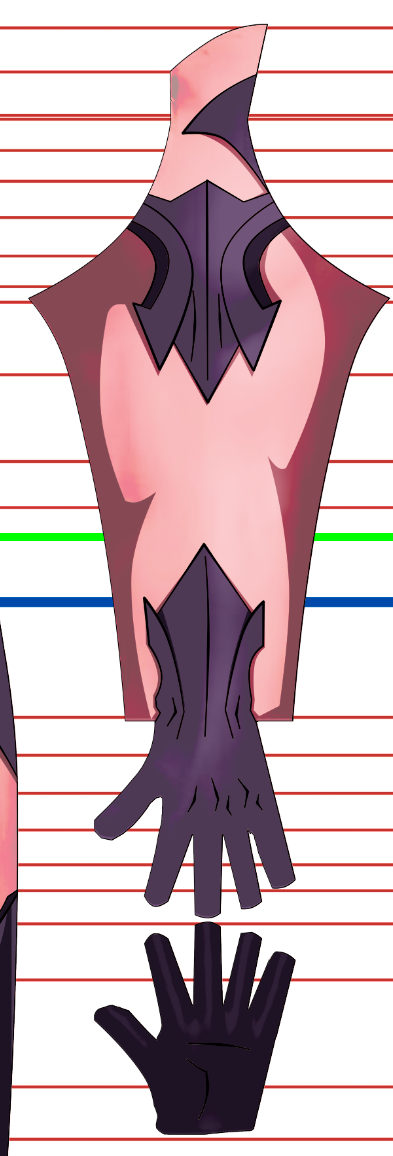 Witchblade Anime v1 5 Witchblade cosplay costume pattern from the 2006 anime, Masane Amaha dark purple bio-armor with magenta accents over a muscle base, arm and gauntlet with the Witchblade eye detail, custom dye sublimation design by 4NEO Designs