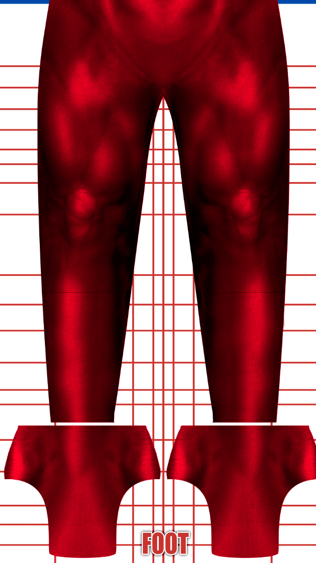 Daredevil v4 2 Daredevil cosplay costume pattern, deep red muscle suit with the double-D chest emblem and red belt, front torso with the DD emblem and muscle shading, custom dye sublimation design by 4NEO Designs