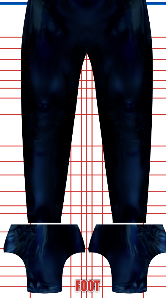 Spiderman Symbiote v2 2 Symbiote Spider-Man v2 suit pant legs in deep navy-black mottled texture, front view on a red grid background.