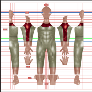 Omni-Man Coalition of Planets full cosplay costume pattern from Invincible, white bodysuit with dark red shoulder panels and muscle base, mask, gloves and foot pieces, custom dye sublimation design by 4NEO Designs
